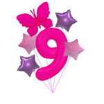 "Ballon-Set "Rosa 9 mit Schmetterling - Neon & Pastell Sterne