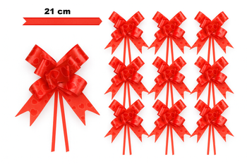 Dekorative rote Schleife mit Herzmotiv - 21 cm (10er Set).)