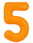 Folienballon Nummer "5" Orange Neon (100cm.)