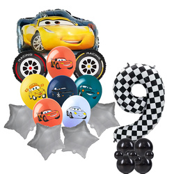 Set von 9 Autos Folie und Gummi bedruckte Ballons