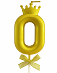 Gold birthday candle – Number 0 with a crown