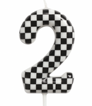 Geburtstagskerze Nummer '2' - Schachbrettmuster, Ethnie.