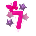"Ballon-Set "Rosa 7 mit Schmetterling - Neon & Pastell Sterne