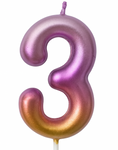 Geburtstagskerze Nummer "3" - Regenbogen metallic