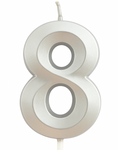 Silberne Geburtstagskerze in Form einer Zahl "8"
