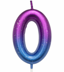 Birthday Candle Number "0" – Rainbow Metallic