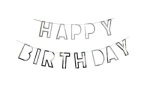 Girlanda papierowa Happy Birthday Srebrna (1 szt.)