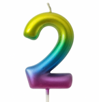 Rainbow Candle Number 2 – Colorful Magic of Celebration