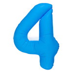 Folienballon Nummer "4" Blau Neon (100cm.)