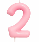 Kerze Nummer "2" - Rosa