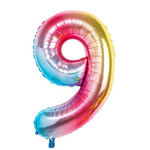 Folienballon Nummer "9" Regenbogen (100cm).)