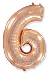 Folienballon Nummer "6" Flexmetal, Rosa Gold (100cm).)