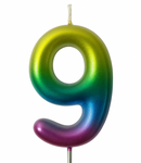 Rainbow Candle Number 9 – Colorful Magic of Celebration