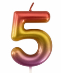 Birthday candle in the shape of the number 5 - pink and gold, elegant