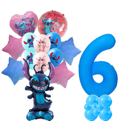 Set von 6. Geburtstag Stitch Folie und Gummi bedruckte Ballons