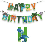 Papiergirlande Dinosaurier Happy Birthday - Geburtstagsdekoration