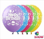 Happy Birthday bedruckte Gummiballons (10 Stück).)