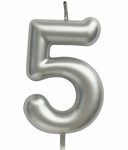 Kerze Ziffern "5" - Silber