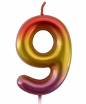 Birthday candle in the shape of the number 9 - pink and gold, elegant