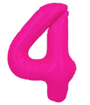 Folienballon Nummer "4" Rosa Neon (100cm.)