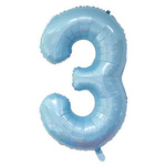 Foil Balloon Number "3" Light blue (100cm.)