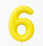 Kerze Nummer "6" - Gelb