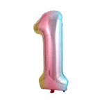 Folienballon Nummer "1" Regenbogen (100cm).)