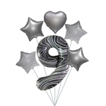 Foil Balloon Number "9" Marbled (100cm.)