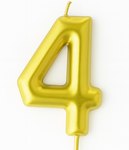 Goldene Geburtstagskerze in Form einer Zahl "4"