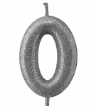 Silver Birthday Candle Shaped Like Number "0"