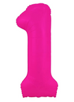 Folienballon Nummer "1" Rosa Neon (100cm.)
