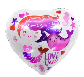Meerjungfrau Herz Folienballon 18" (45cm).)