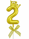 Gold birthday candle – Number 2 with a crown