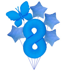 "Luftballon-Set "Blau mit Schmetterling - ideal für 8. geburtstag