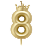 Gold birthday candle – Number 8 with a crown