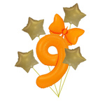 Ballon-Set "Neon" 9 - Orange mit Sternen