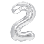 Folienballon Nummer "2" Silber (100cm).)