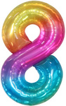 Folienballon Nummer "8" Regenbogen (100cm).)