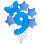 "Luftballon-Set "Blau mit Schmetterling - ideal für 9. geburtstag