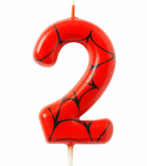 Birthday Candle Spider-Man ”2” – Red and Black with Web Design