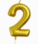 Kerze Nummer "2" - Gold