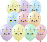Bedruckte Gummiballons Einhorn Katze (10 Stück).)
