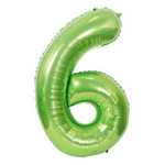 Folienballon Nummer "6" Hellgrün (100cm).)