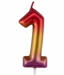 Birthday candle in the shape of the number 1 - pink and gold, elegant