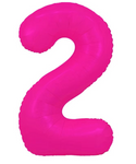 Folienballon Nummer "2" Rosa Neon (100cm.)