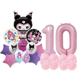 Set mit 9 Kuromi Folien- und Gummiballons mit Aufdruck