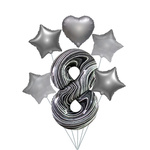 Foil Balloon Number "8" Marbled (100cm.)