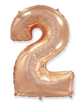 Folienballon Nummer "2" Flexmetal, Rosa Gold (100cm).)