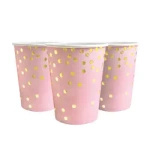 Pappbecher Rosa Gold Dots (10 Stück).)