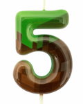 Green-Brown Minecraft Pixel Candle "5"